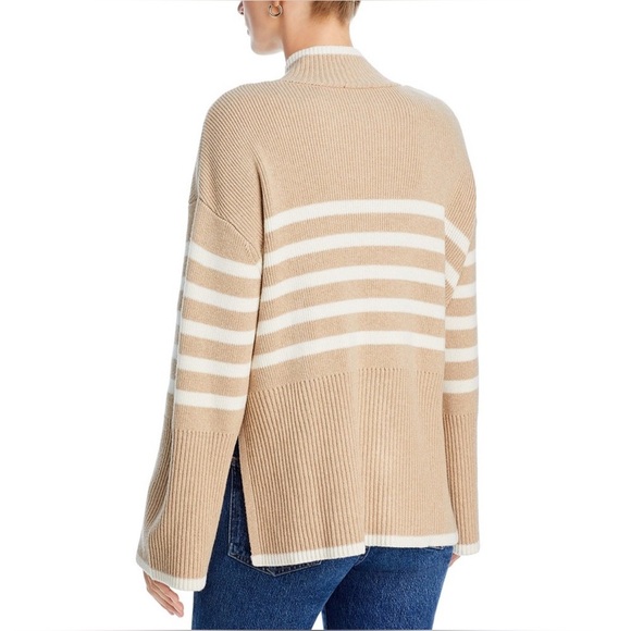 Rails Womens Tessa Beige 1/4 Zip Striped Ribbed Pullover Sweater Top NEW XL - Picture 4 of 12
